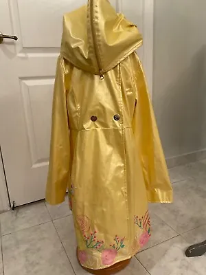Buy Disney Girl’s Yellow Raincoat W/ Hoodie (Belle /Beauty And The Beast) Size 9-10 • 12£