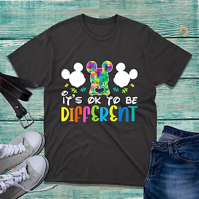 Buy It's Okay To Be Different Mickey Mouse T-Shirt Autism Awareness Cartoon Tee Top • 11.99£