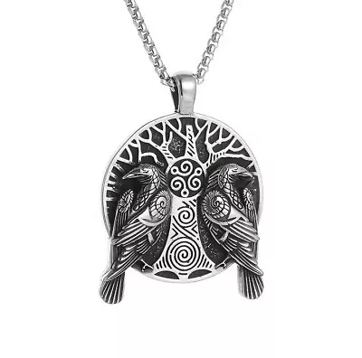 Buy Raven Pendant Necklace Odin's Ravens 24  Chain Yggdrasil Norse Jewellery & Boxed • 6.99£