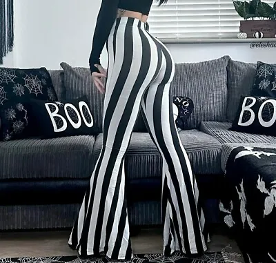 Buy Sexy Stripped Leggings Goth Clothing High Waist Pants Trousers • 28.34£