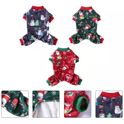 Buy  3 Pcs Xmas Pet Clothes Coral Fleece Jumpsuits Christmas Pajamas Clothing • 20.49£