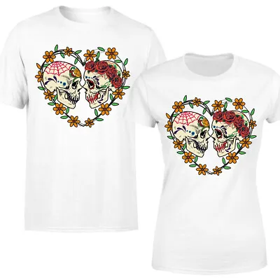 Buy Couple Sugar Skull Day Of The Dead Women Unisex T Shirts #P1#Or#A • 9.99£