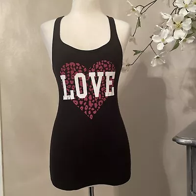 Buy Love, Peace, Hope Ribbed Tank Top Logo Black M Stretchy Layering Shirt • 23.92£