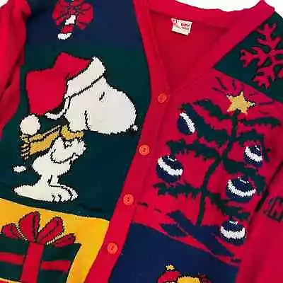 Buy Vintage Snoopy And Friends 90’s Christmas Cardigan Sweater Size M • 39.78£