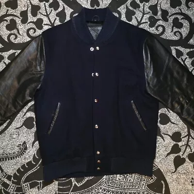 Buy MKI MIYUKI ZOKU Designer College Leather Varsity Jacket Dark Blue L RRP £220 • 99£
