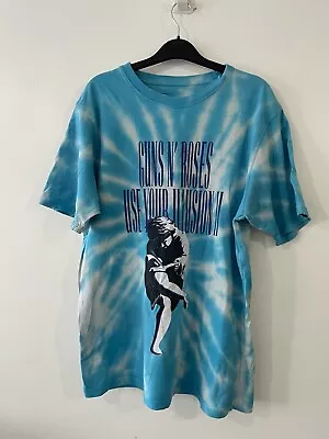 Buy GUNS N ROSES USE YOUR ILLUSION Blue Tie Dye  PULL & BEAR GRAPHIC T-shirt • 15£