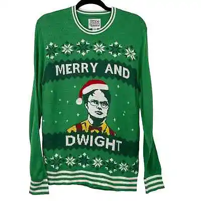 Buy Merry & Dwight Schrute SZ Medium The Office TV Show Ugly Christmas Sweater Green • 25.08£