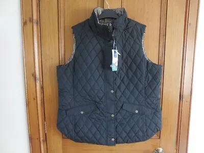 Buy Joules Atwell Reversible Quilted Gilet - Black/Check - Size 20 - RRP £89.95 • 69.50£