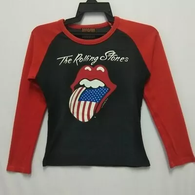 Buy Vintage Rolling Stones Brockum Rockware Baseball Shirt Red Black Women's Small • 57.85£