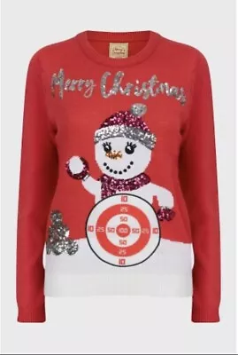 Buy Snowball Target Christmas Jumper With 3 Detachable Snowballs Size Medium Ladies • 15£