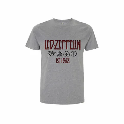 Buy Led Zeppelin T Shirt Symbols Est 1968 Officially Licensed Grey Rock Band Tee • 15.99£