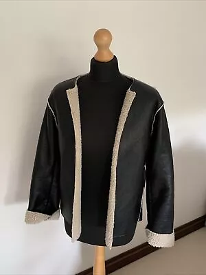 Buy Women’s S/M Short Faux Leather Sheepskin Collarless Box Jacket • 12.50£