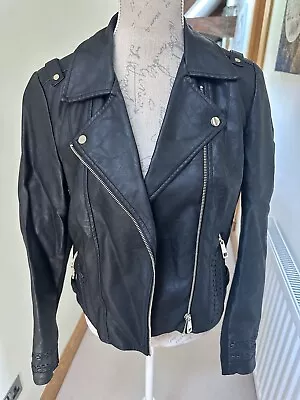 Buy Ladies River Island Faux Leather Black Biker Jacket Size 12 Clothing Coat • 12.50£