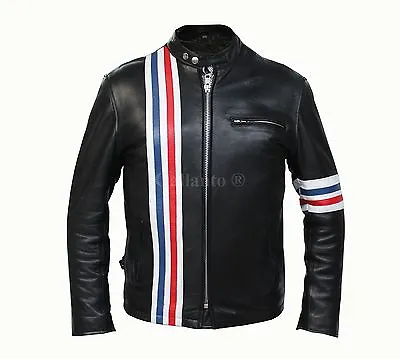 Buy Peter Fonda Easy Rider Black Cowhide Motorcycle Biker Leather Jacket Fashion Str • 130£