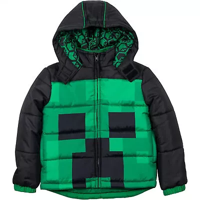 Buy Minecraft Creeper Pixels Puffy Winter Coat Multi-Color • 35.51£