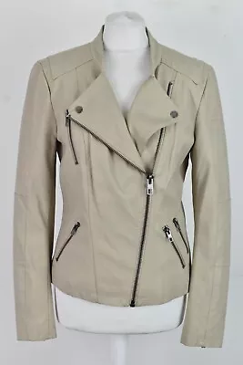 Buy ONLY Beige Faux Leather Jacket Size 38 Womens Full Zip Outdoors Outerwear • 17.46£