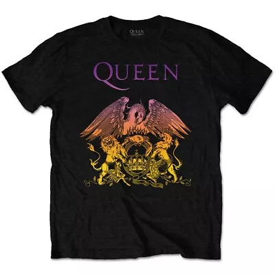 Buy Official Queen T Shirt Crest Black Classic Rock Band Bohemian Rhapsody Freddie • 14.04£