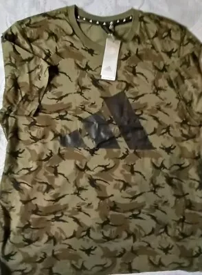 Buy Addias T-Shirt, Green Camouflage Pattern, Size XL New • 12£