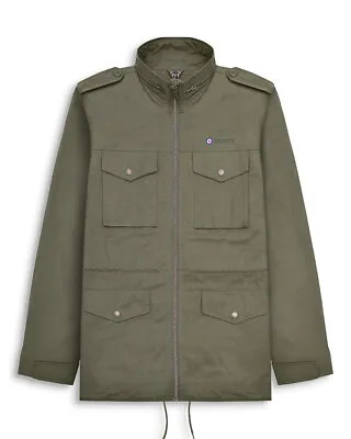 Buy Mens Lambretta Military Jacket Army Khaki British Heritage M65 Retro Mod Fashion • 54.95£