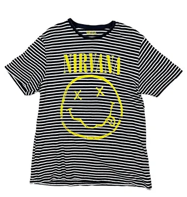 Buy Nirvana 2017 Striped T-Shirt Unisex Navy White Size L • 18.94£