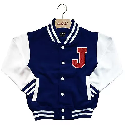 Buy Kids Varsity Baseball Jacket Personalised With Genuine Us College Letter J • 29.95£