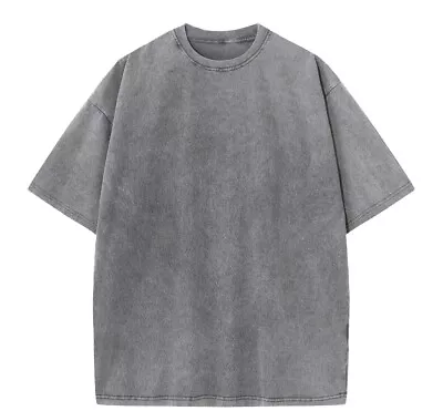 Buy Brand New Grey Vintage Acid Wash Heavy Combed Cotton 230GSM T-Shirt Size Small • 15£