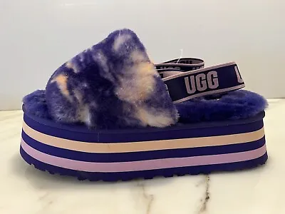 Buy UGG Disco Marble Slide Slippers Platform Violet Night Purple Orange Size 10 • 67.95£