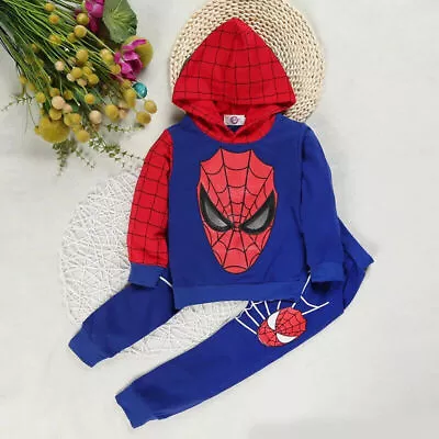 Buy Spiderman Tracksuit Set Sweatshirt Kids Boys Hoodie Hooded Pants Outfits Clothes • 16.99£