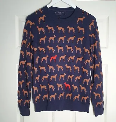 Buy Hobbs Larissa Whippet Jumper Dog Print Size S With Wool & Cashmere Cut Label  • 20£