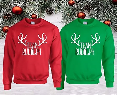 Buy Team Rudolph Christmas Jumper Xmas Reindeer Xmas Holiday Winter Celebration Top • 21.99£