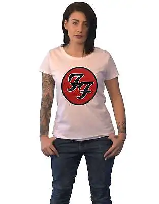 Buy Foo Fighters T Shirt FF Band Logo New Official Womens Skinny Fit White • 16.95£