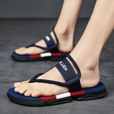 Buy Men's Flip Flops Beach Slippers Sandals Summer Slip On Flat Casual Shoes Holiday • 14.60£