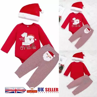 Buy Newborn Baby Boys Christmas Clothes Letter Santa Jumpsuit Romper Pants Clothes • 4.49£