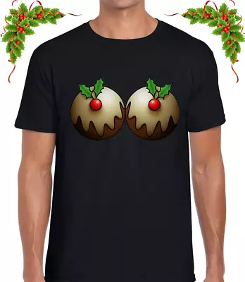 Buy Christmas Pudding Boobs Unisex T Shirt Tee Funny Xmas Rude Joke Design Mens Fun • 9.99£