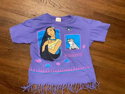 Buy Vintage 1990s Disney Movie Pocahontas & Meeko Fringed Cartoon T Shirt Size M  • 68.19£