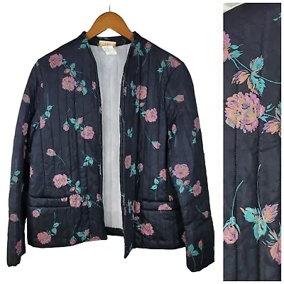 Buy Vtg 70/80s Quilted Jacket Coat Size Medium Large Floral Rose Cottagecore Alt • 37.99£