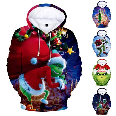 Buy Men Women Christmas Grinch's 3D Print Hoodie Hooded Sweatshirt Pullover Xmas Top • 19.56£