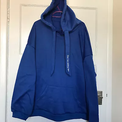 Buy NWOT Shein Blue Hoodie Size XL Slogan Gas Up Today Too Hooded Drawstring • 7.99£