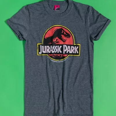 Buy Official Women's Charcoal Marl Jurassic Park Logo Boyfriend T-Shirt : L • 19.99£