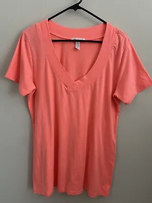 Buy Ambiance Apparel Orange -Neck Short Sleeve Stretchy Top Women's Size 2XL • 12.29£