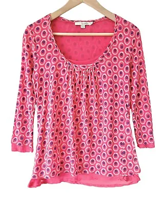 Buy Boden Hot Pink Polka Dot Top - Size 8 - Tencel Double Layer Scoop Neck Blouse • 9.95£