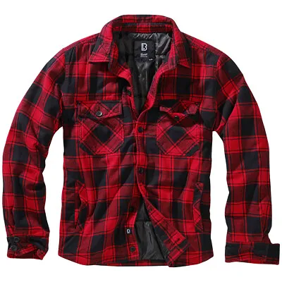 Buy Brandit Lumber Jacket Mens Padded Flannel Coat Check Shirt Warm Red Black • 67.95£