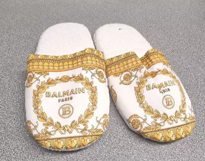 Buy Balmain Paris White Gold SLIDERS Slippers Medium SIZE 6-8 UK GENUINE NEW TAGS • 75£