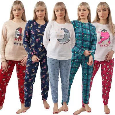 Buy Womens Ladies Fleece Christmas Pyjamas PJ Top Bottoms Set Loungewear Size 6-22 • 14.99£