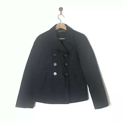 Buy Comptoir Des Cotonniers Black Cotton Twill Boxy Pea Blazer Jacket S UK8-10 • 40£