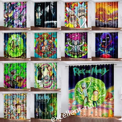 Buy Rick And Morty Ready Made Pair Thick Thermal Blackout Curtains Ring Top Eyelet • 40.31£