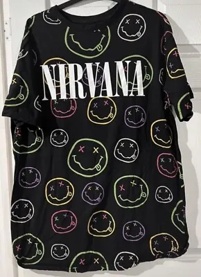 Buy Nirvana Nightie Nightshirt Bed T Shirt Grunge Rock Band Merch Kurt Cobain Sz L • 15.50£