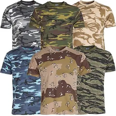 Buy Mens Short Sleeved Camouflage T Shirt 100% Cotton US Army Military Combat • 8.95£