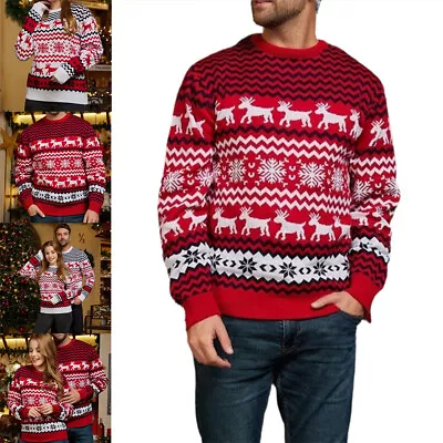 Buy Christmas Jumper Xmas Mens Ladies Fairisle Sweater Novelty Knitted Pullover Snow • 18.99£