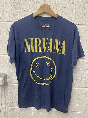 Buy NIRVANA OFFICIAL LICENCED HAPPY FACE T-SHIRT Blue Band Merch Tee Size M • 18£